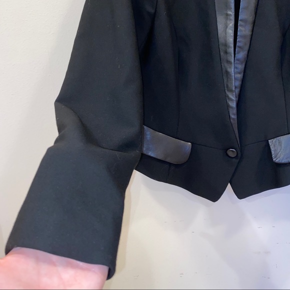Tracy Reese black 100% lamb leather blazer sz 10 - Picture 5 of 13